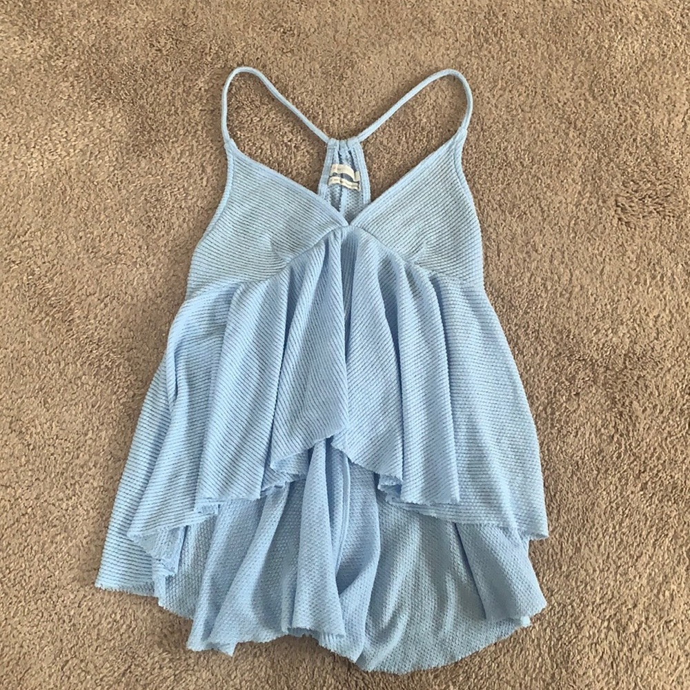Baby blue knit high-low tank